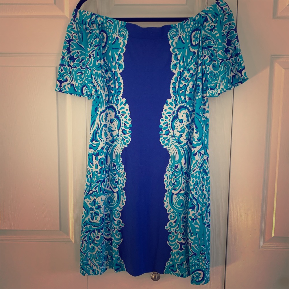 ❌sold❌Lilly p off shoulder faucett dress EUC